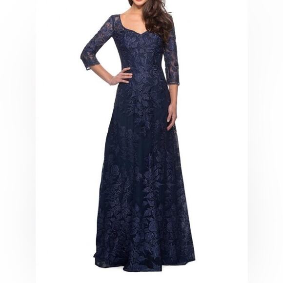 LA FEMME 28053 Mother of the Bride Dress Navy Women’s Sz 4 - Picture 1 of 8